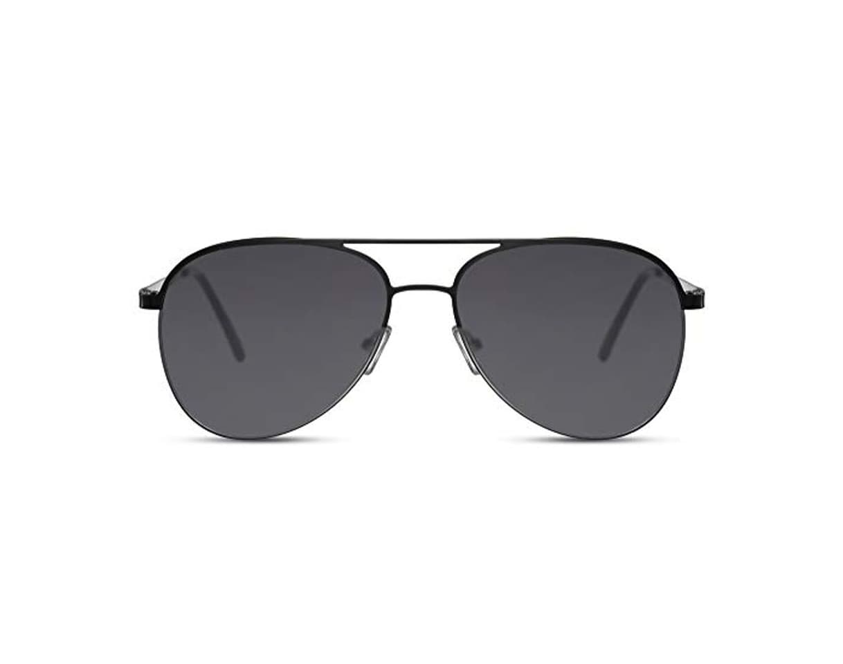 Moda Cheapass Gafas de sol Metálicas Gafas de Sol Aviador con Negro Mate Parte Superior Bar y Montura Plateada con Lentes Oscuras con protección UV400 para Hombres y Mujeres