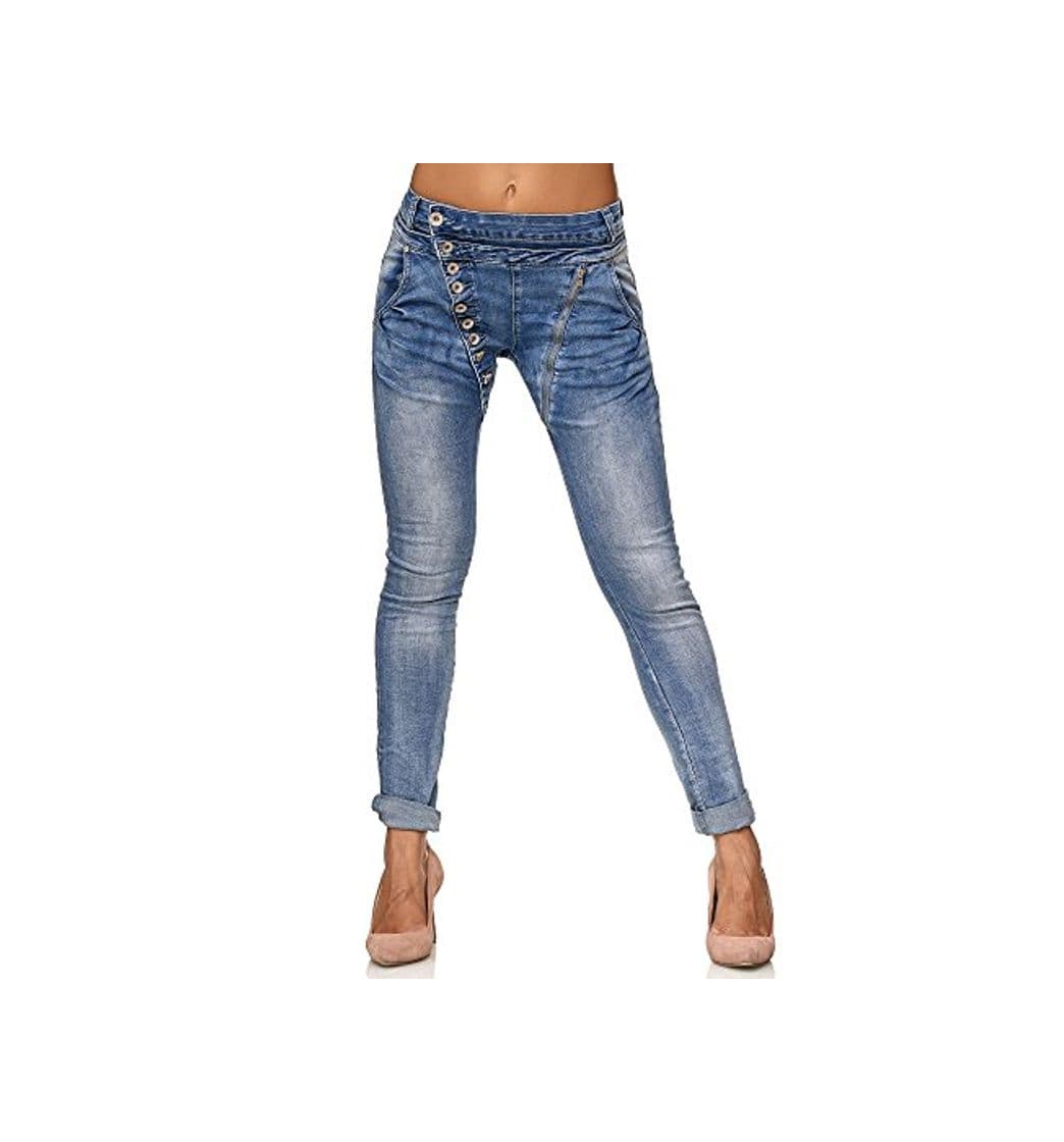 Producto Elara Jeans para Mujer Boyfriend Baggy Botones Chunkyrayan Azul C613M Blue 40/L