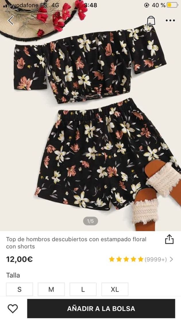 Moda Shein conjunto de flores negro