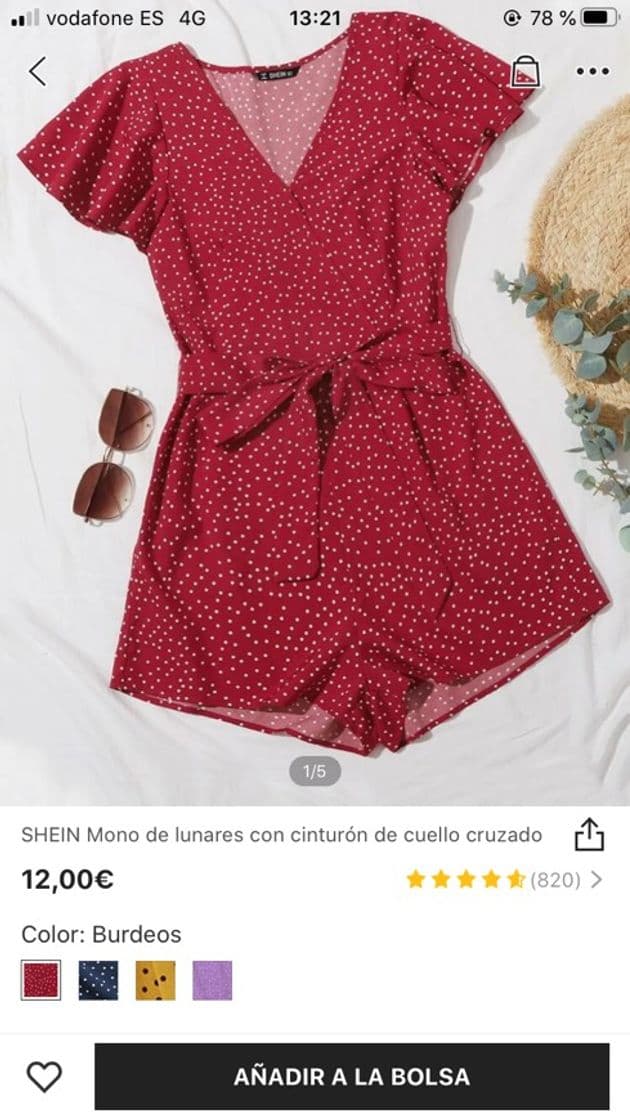 Moda Mono de lunares rojo shein 