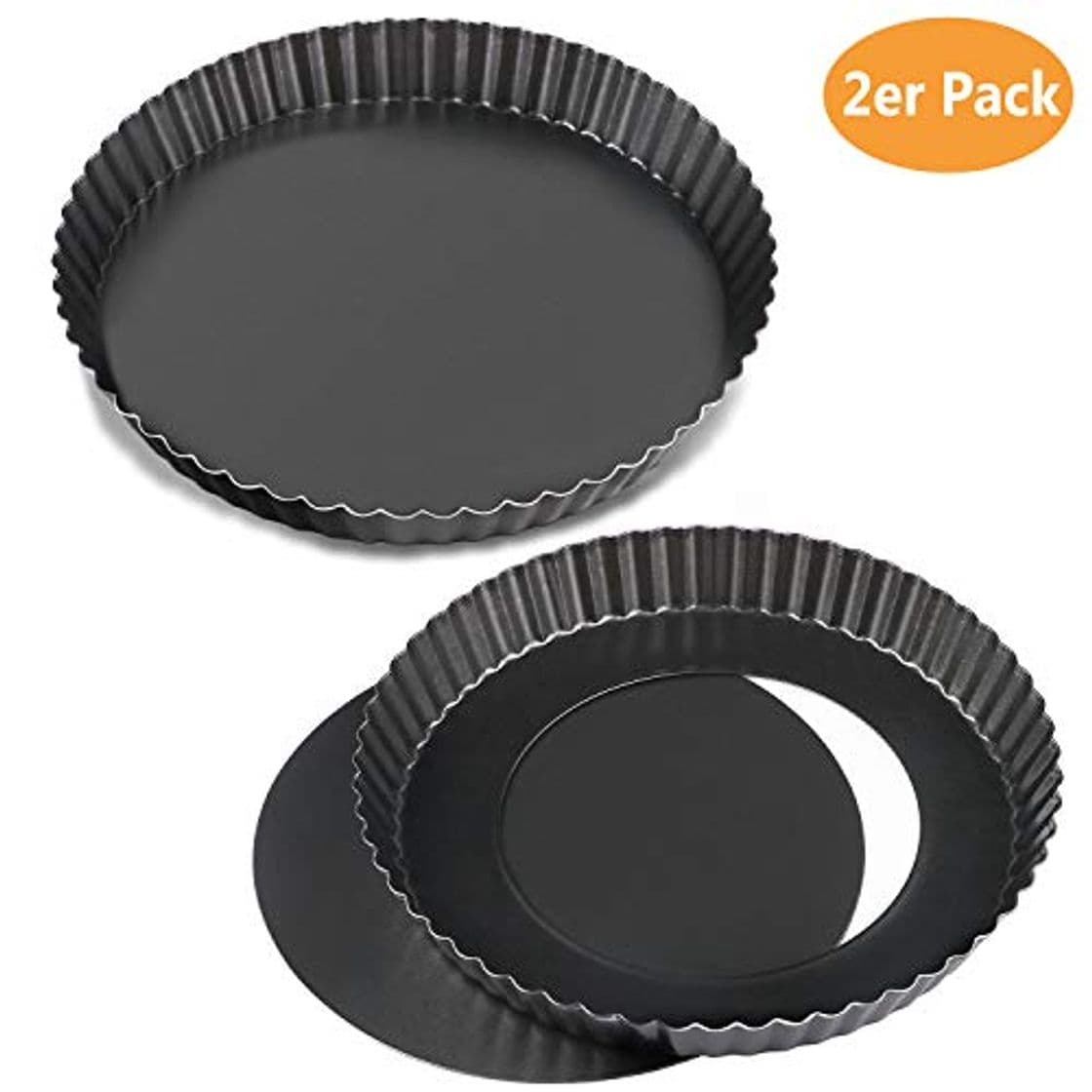 Product WisFox 2 Pack antiadherentes 8.8 pulgadas Quiche Tart Pan