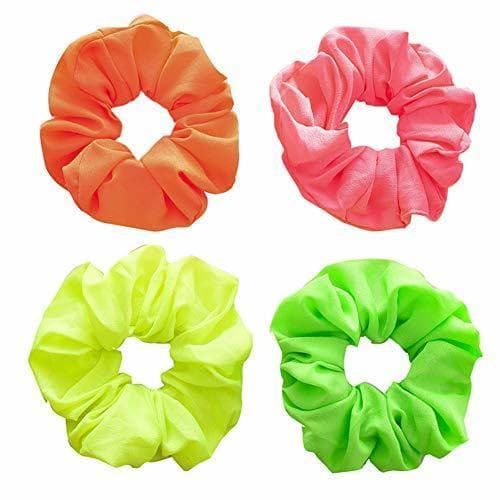 Beauty RQWY Headwear Fluorescent Color Scrunchies Bandas elásticas para el Cabello Mujeres Niñas