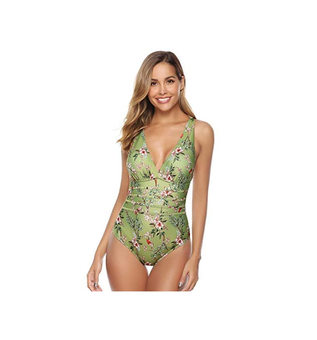 Fashion Hawiton Traje de Baño Una Pieza para Mujer Cuello en V Profundo Cruz de Vuelta Ropa de Baño Playa Monokini