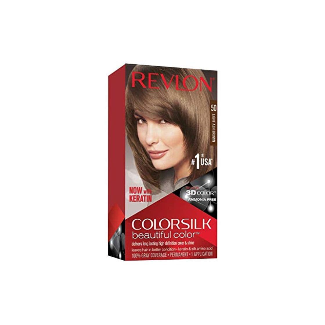 Product Revlon ColorSilk Tinte de Cabello Permanente Tono #50 Castaño Claro Cenizo