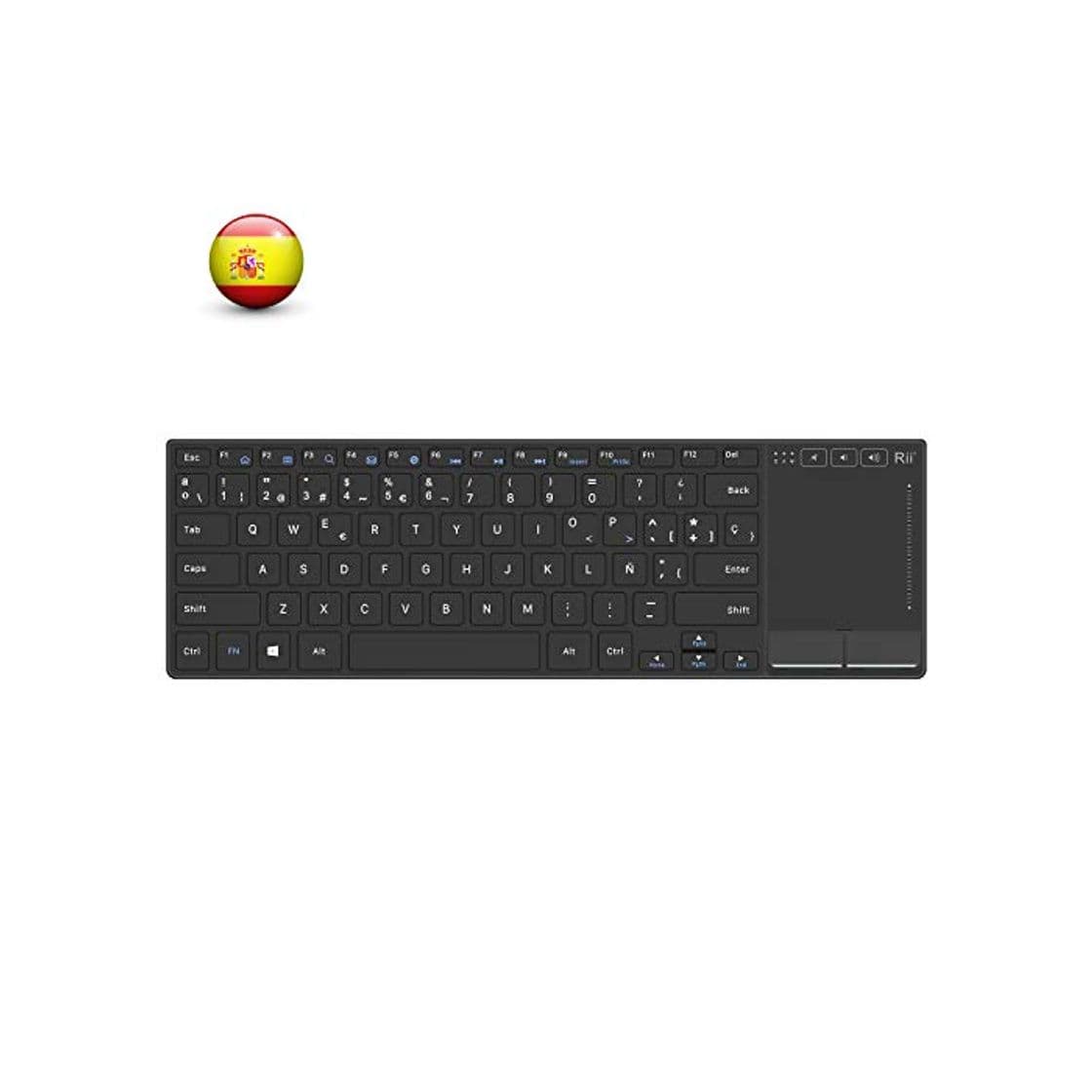 Product Rii K22 Teclado miniSlim Multimedia. Función inalámbrica 2.4GHz, Cubierta Ultra-Resistente de aleación