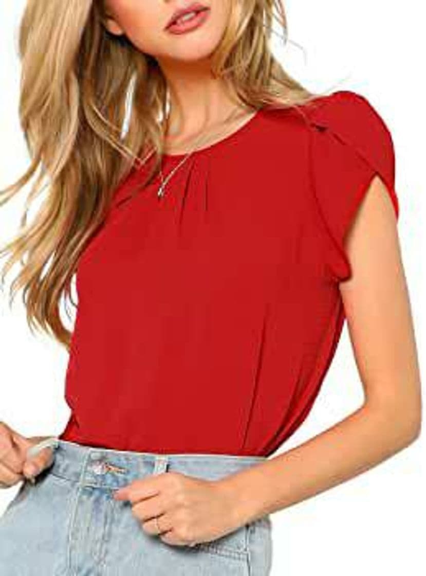 Fashion Blusa de cuello redondo para mujer