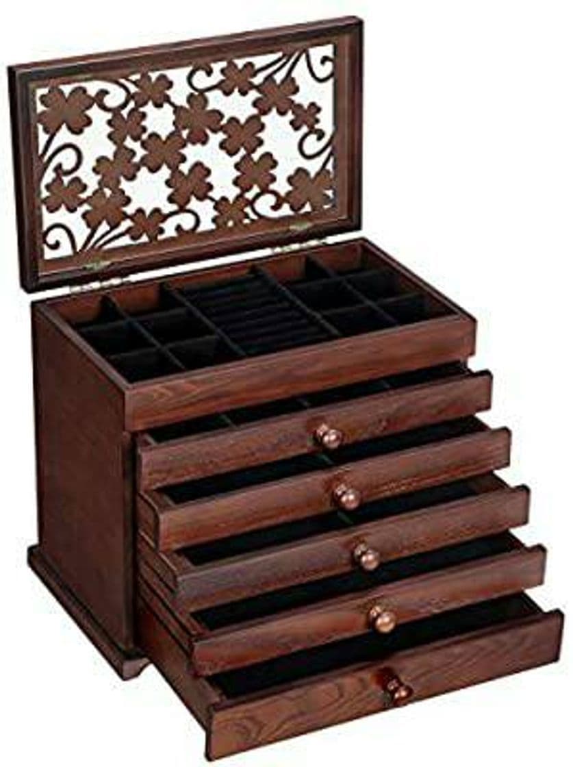 Product SONGMICS Caja de Madera para Joyas con Tallas Florales