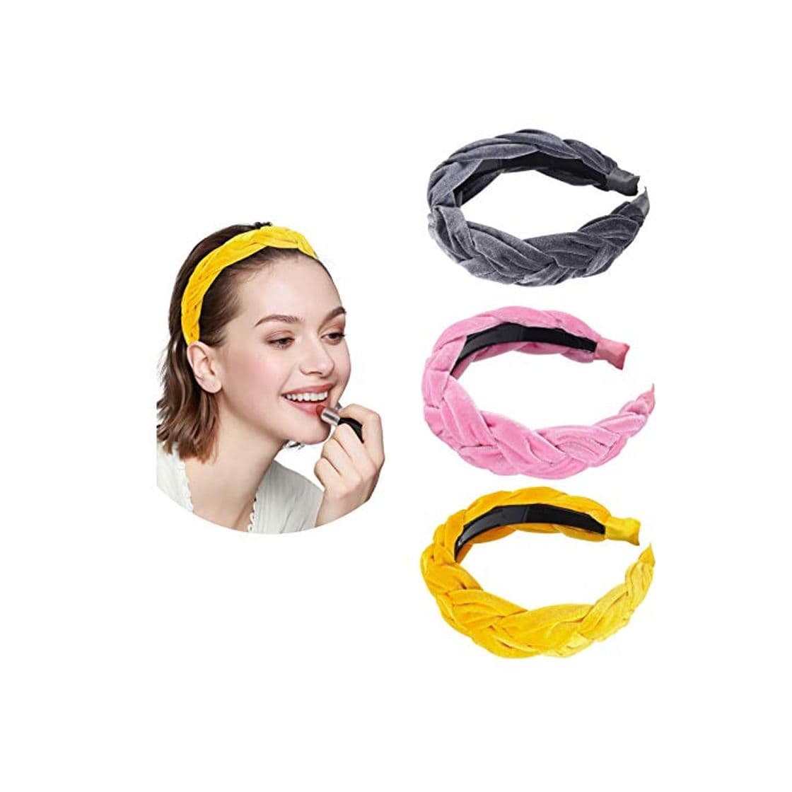 Fashion WELROG Acolchado Cintas para la cabeza Mujeres Terciopelo grueso 90s Accesorios para