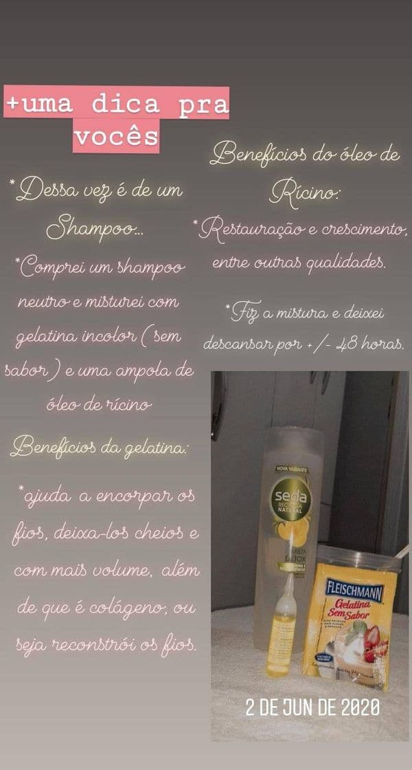 Fashion Shampoo com gelatina incolor