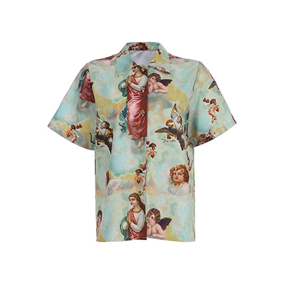 Fashion Xi-Link Ángel de la Mujer Retro Imprimir Viento Flojo Delgada Camisa de