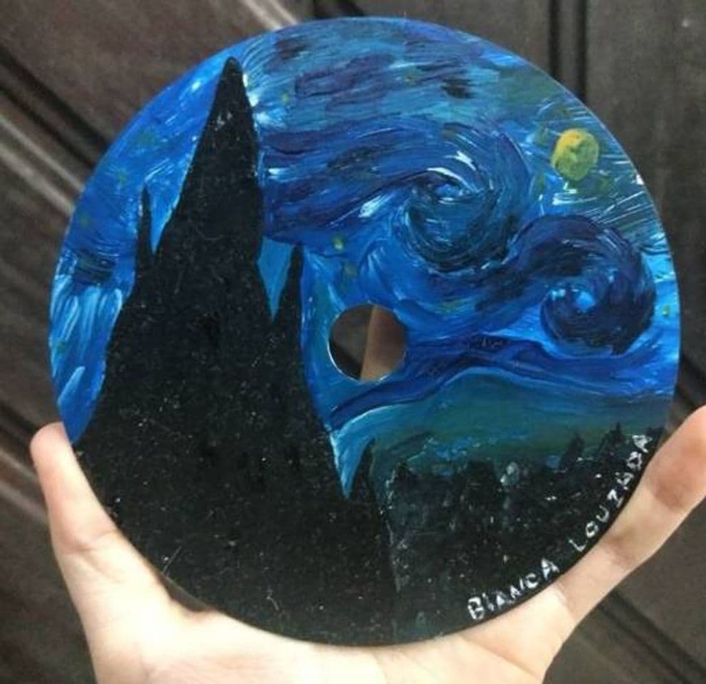 Moda Pintura em cd "noite estrelada"