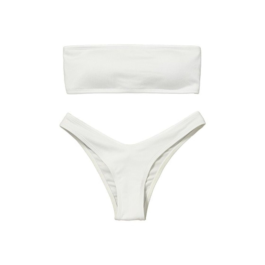 Moda CharMma ZAFU Trajes de Baño Bikini Bandeau con Relleno azada en la Espalda Color iso Talle Alto para Mujer L Blanco