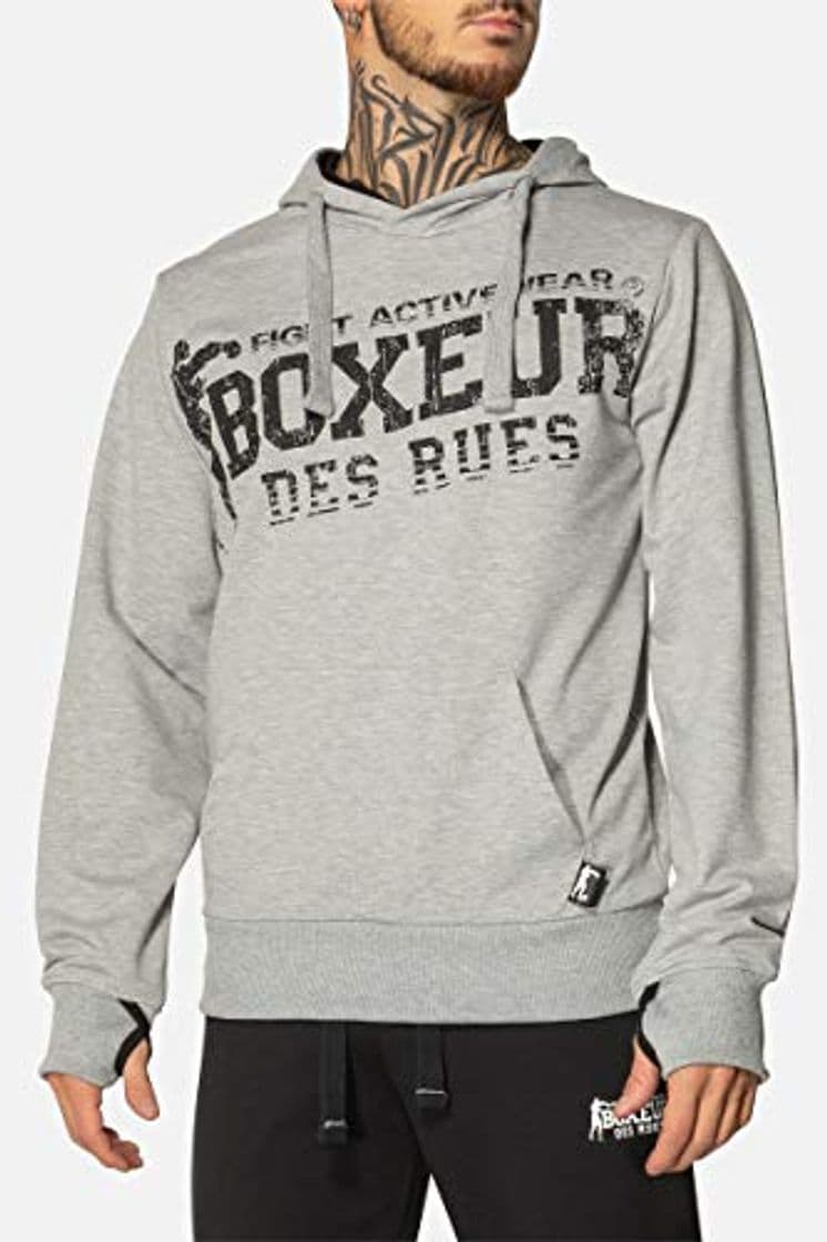 Fashion Boxeur des rues - Marl-Grey Hoodie with Thumb Holes