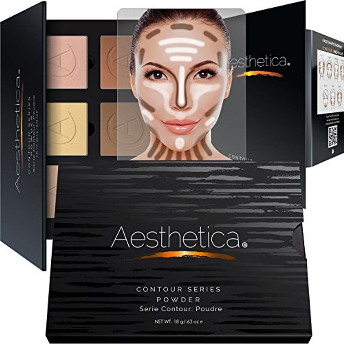 Producto Aesthetica cosméticos Contour y resaltar Kit de maquillaje de paleta de maquillaje contorno – fáciles de seguir instrucciones paso a paso incluido