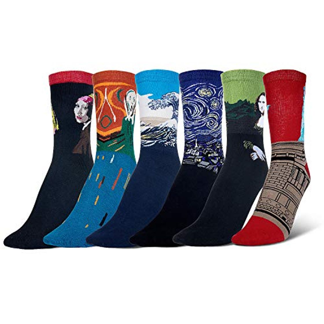 Moda Wolintek 6 pares Calcetines de Algodón Hombre y Mujer Arte Retro Pinturas Famosas Calcetines