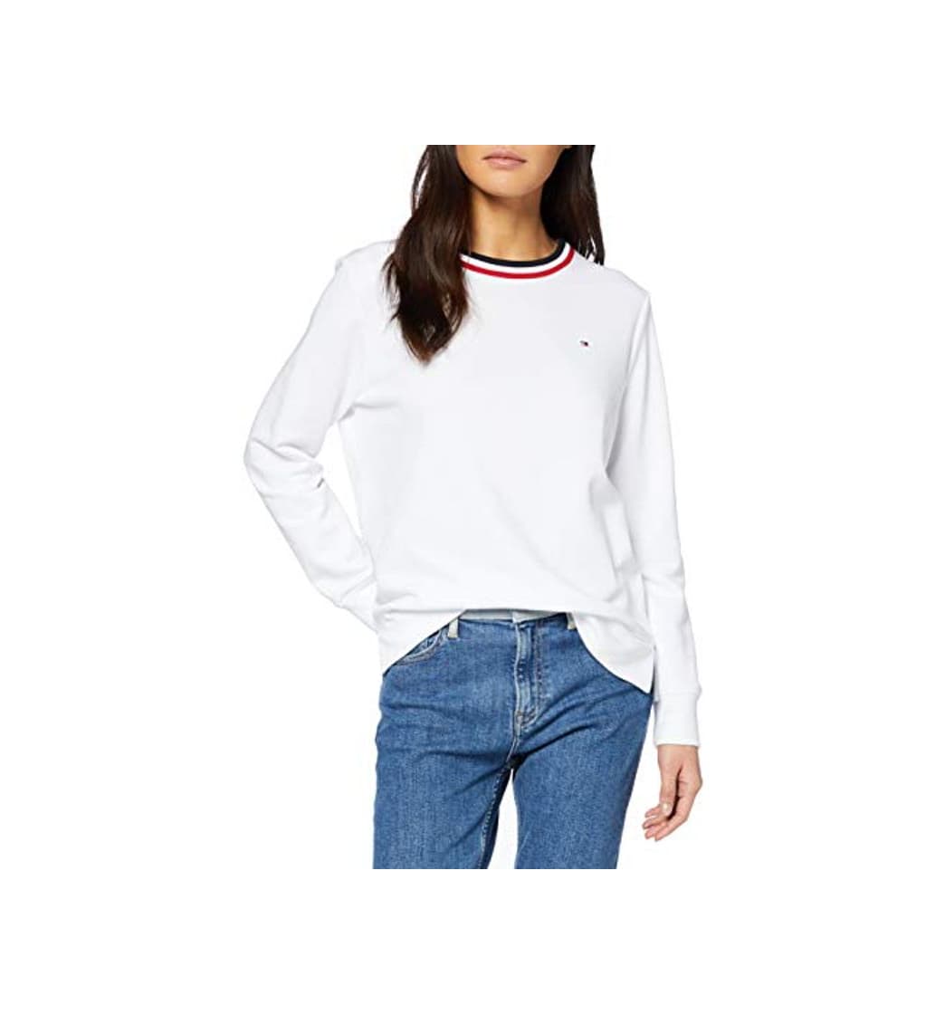 Moda Tommy Hilfiger TH Essential C-nk Sweatshirt LS Sudadera, Blanco