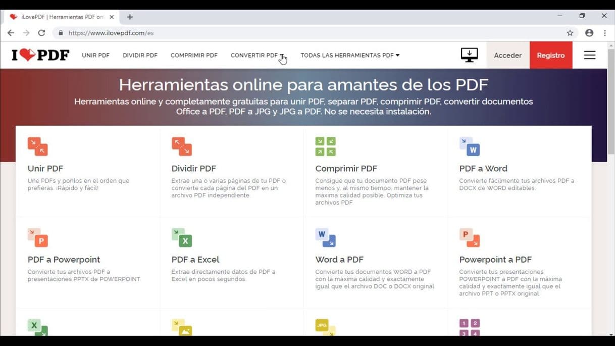 Moda iLovePDF | Herramientas PDF online gratis