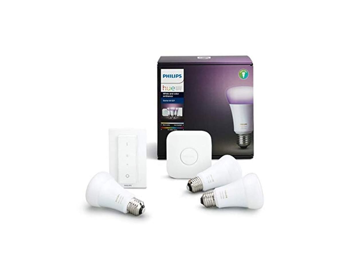 Home Philips Hue White and Color Ambiance - Kit de 3 bombillas LED