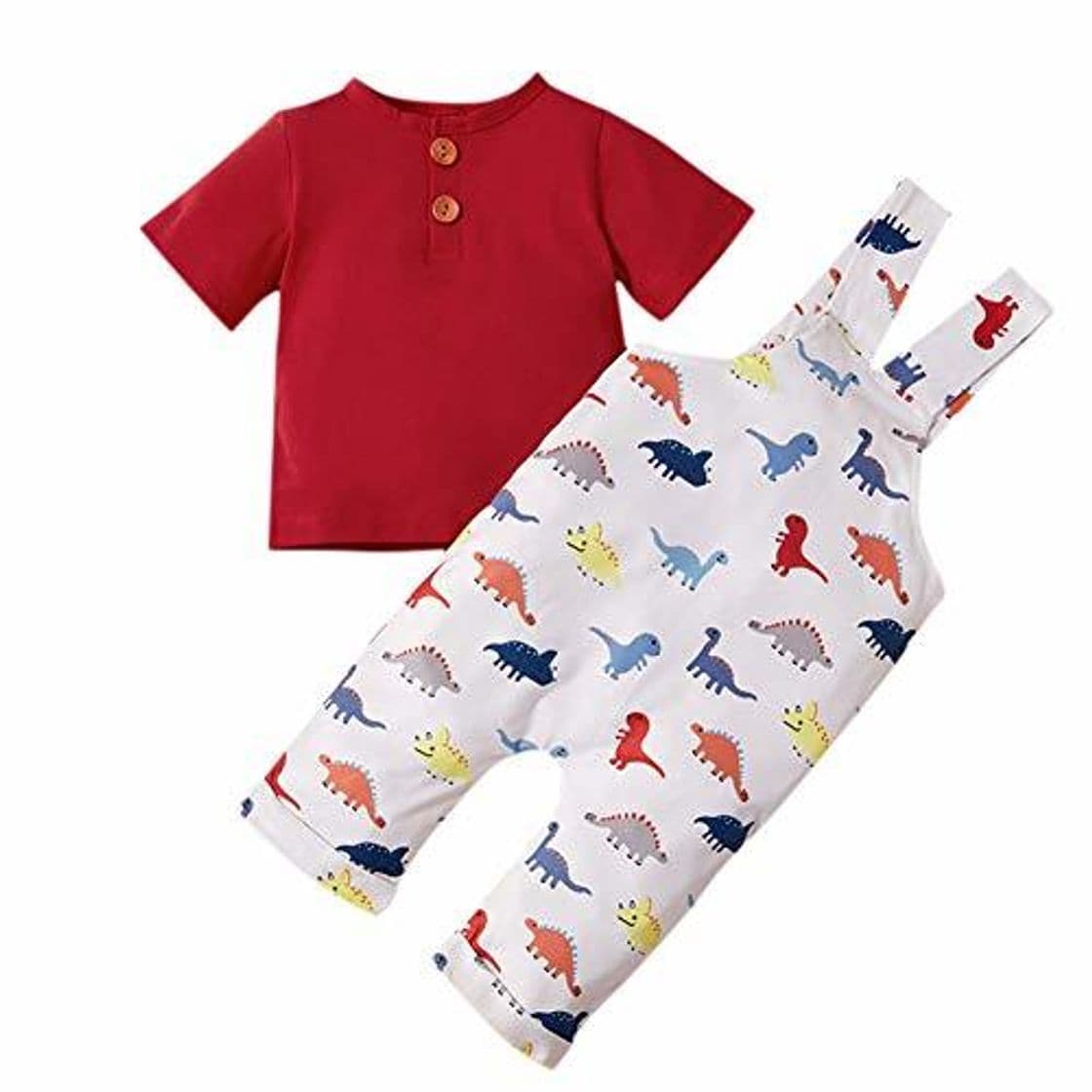 Product URMAGIC Baby Boys Girls Clothes Solid Color Short Sleeve Cartoon Dinosaur Pattern