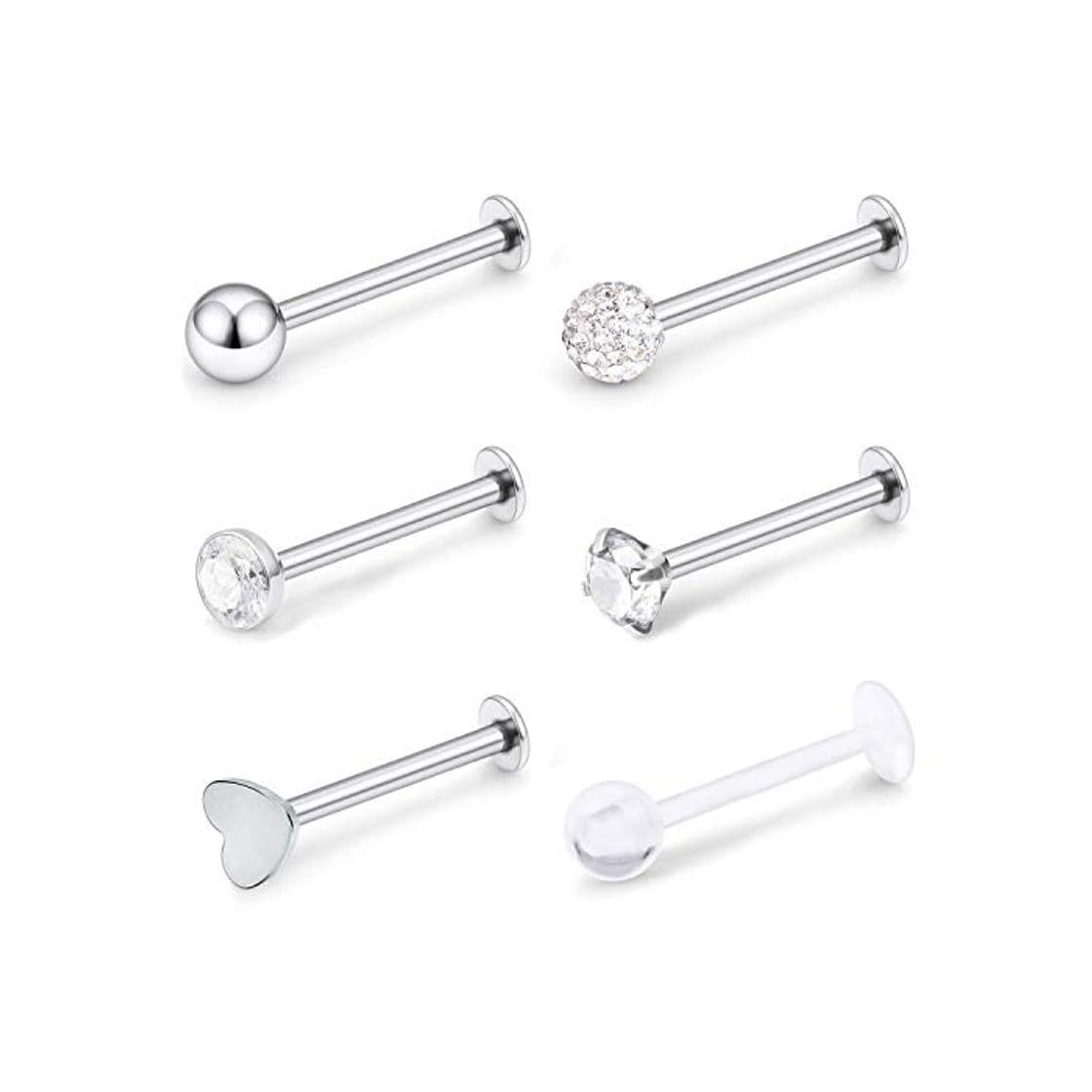 Producto 16G Acero inoxidable Labret Studs Monroe Labio Anillo Retenedores Cartilago Tragus Conch