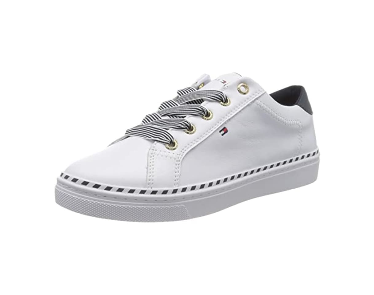 Moda Tommy Hilfiger Essential Lace Up Sneaker, Zapatillas para Mujer, Blanco