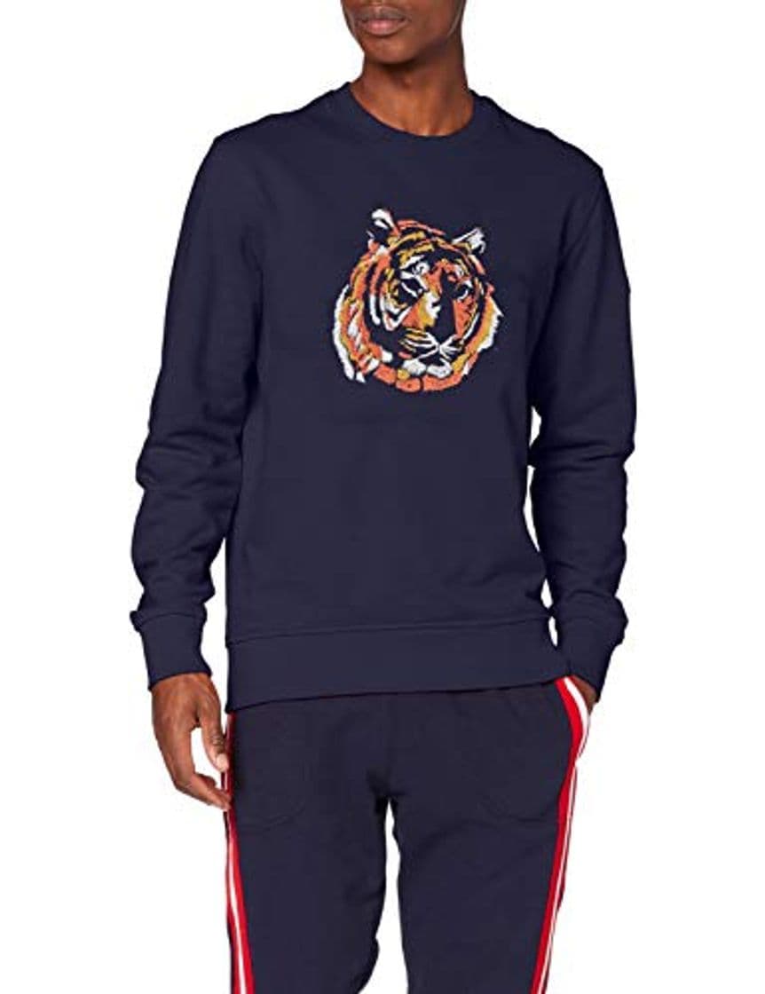 Moda Springfield 4In Emb Tigre Sudadera, Azul