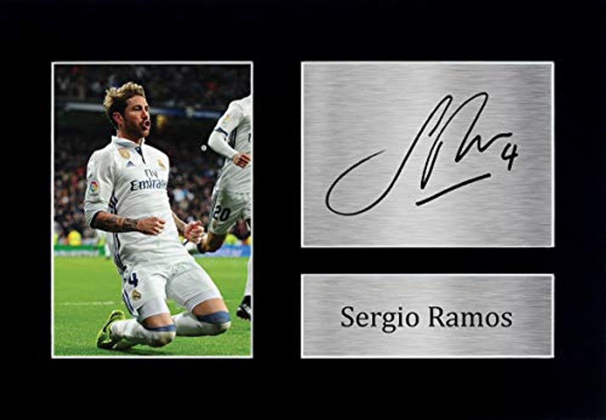 Product HWC Trading Sergio Ramos A4 Sin Marco Regalo De Visualización De Fotos De Impresión De Imagen Impresa Autógrafo Firmado por Real Madrid Los Aficionados Al Fútbol