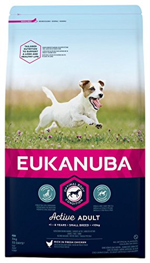 Product EUKANUBA Raza Pequeña Adulto Activo rico en pollo fresco [3 kg]