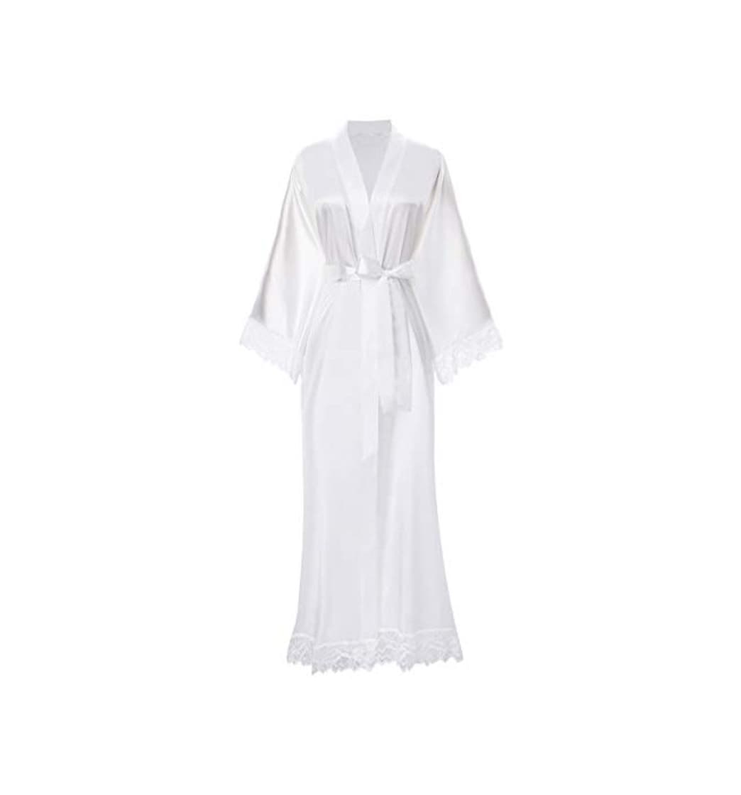 Fashion ArtiDeco Kimono Vestido Puramente Blanco Bata para Novia Dama de Honor Pijama para Boda Fiesta de Chicas