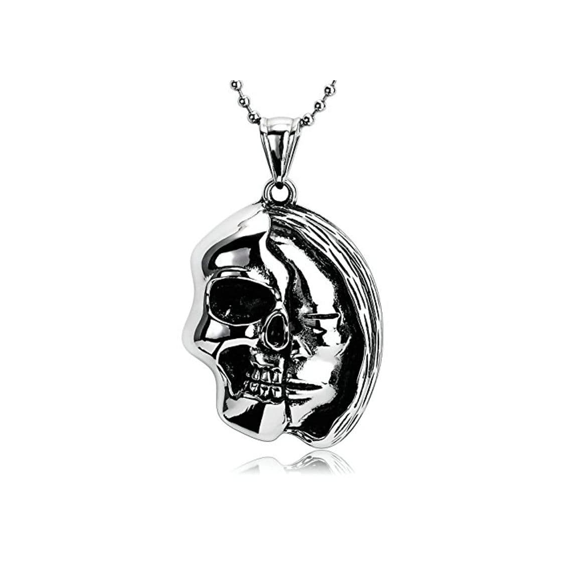 Moda Beydodo Colgantes para Hombre Acero Inoxidable Colgantes Collar Calavera Collar Punk Hombre Colgante de Hombre Plata