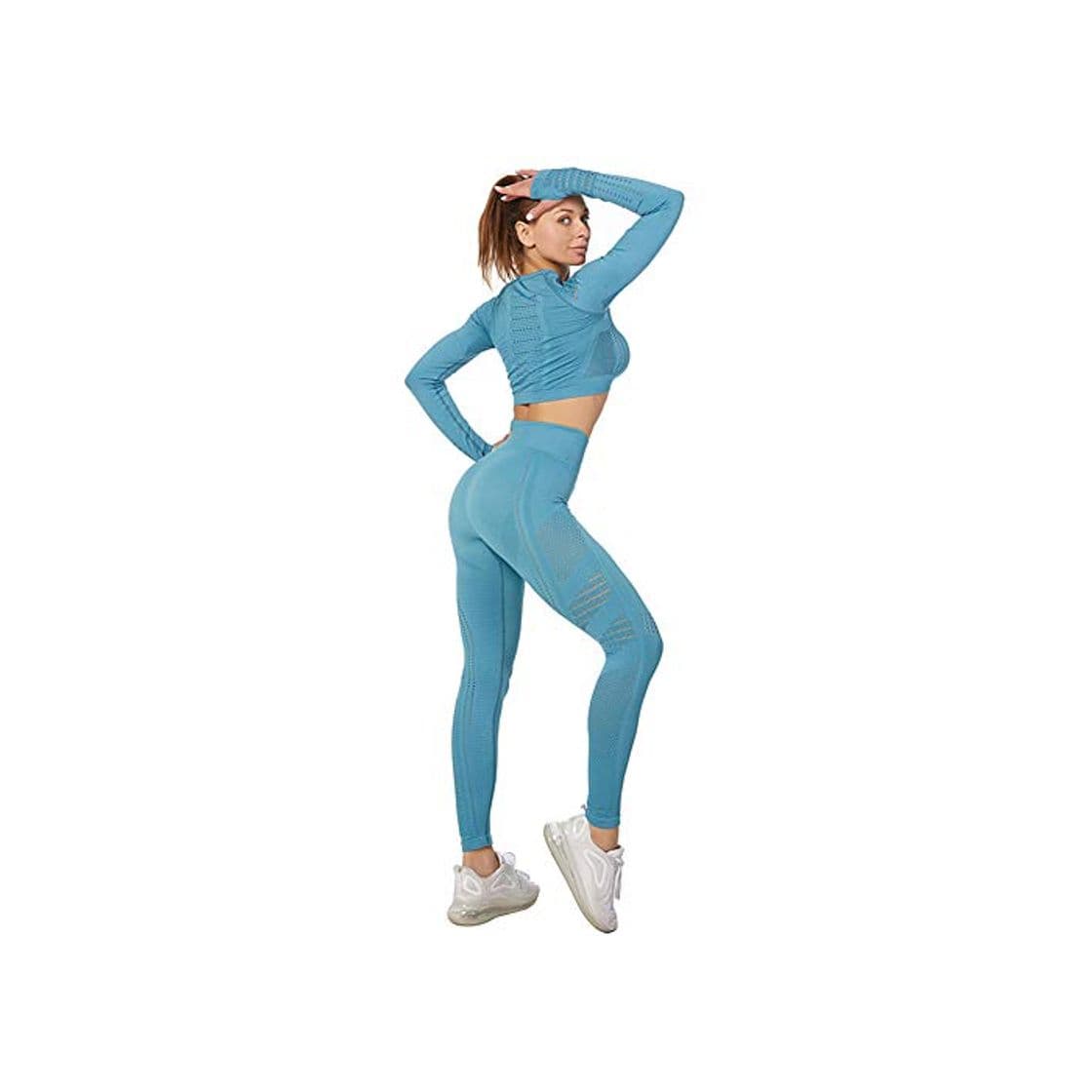 Moda Jamron Mujer Estiramiento Conjunto de Ropa de Yoga Top Corto