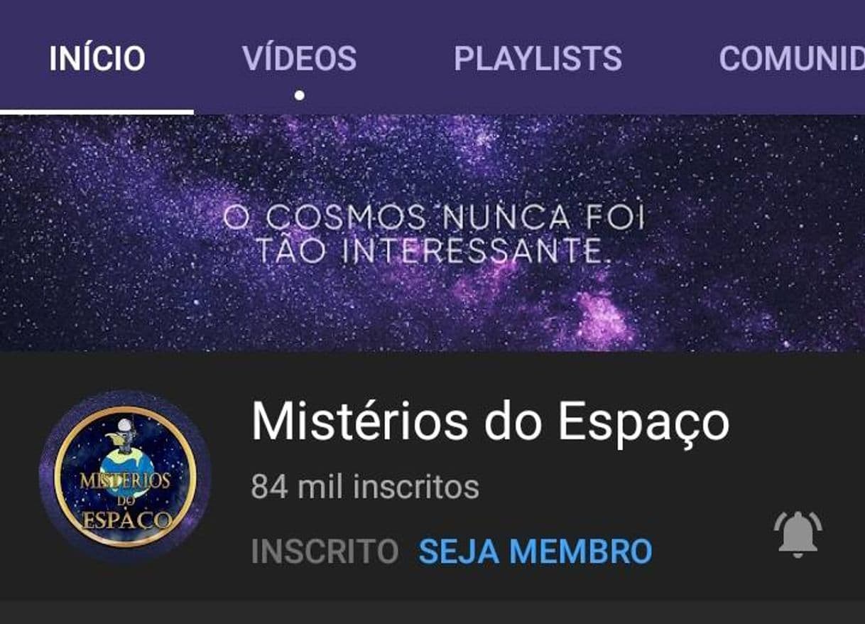 Moda Mistérios do espaço - Canal YouTube