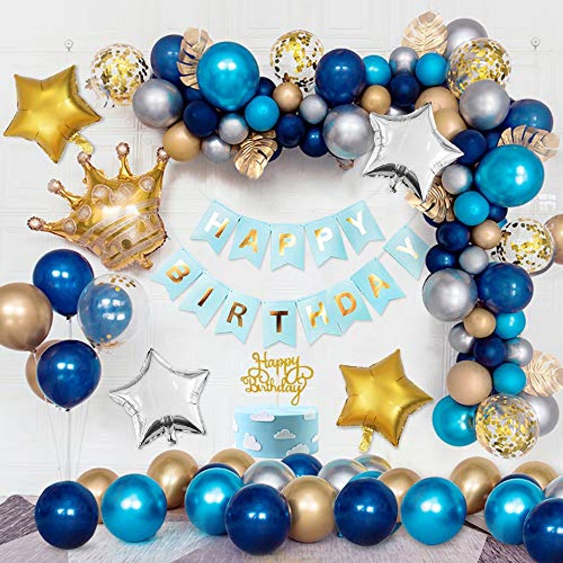 Product Decoración de cumpleaños de globos de oro azul