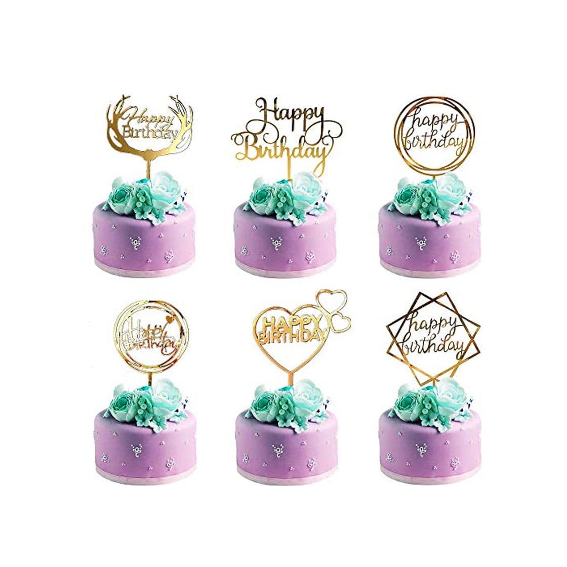 Product Happy Birthday Cake Topper,6 Piezas Decoración para Tarta,Happy Birthday Topper Decoración para