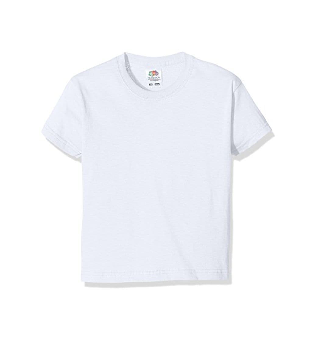 Moda Fruit of the Loom Kids Plain Blank Cotton T Shirt, blanco, Age