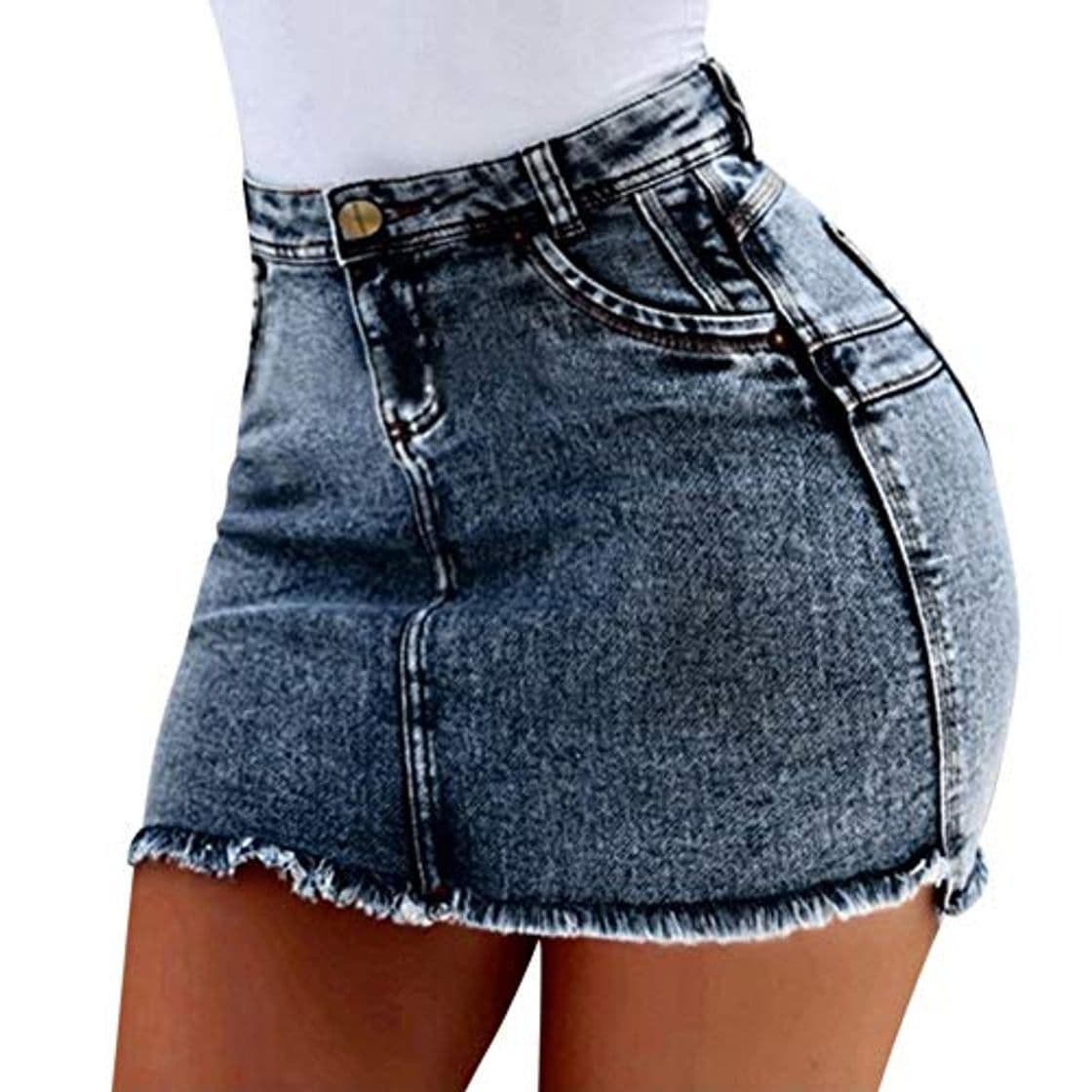 Moda CCGKWW Falda De Mujer Faldas Saia Jeans Cortos De Verano para Mujer Denim Bolsillos Femeninos Lavado Mini Faldas De Mezclilla