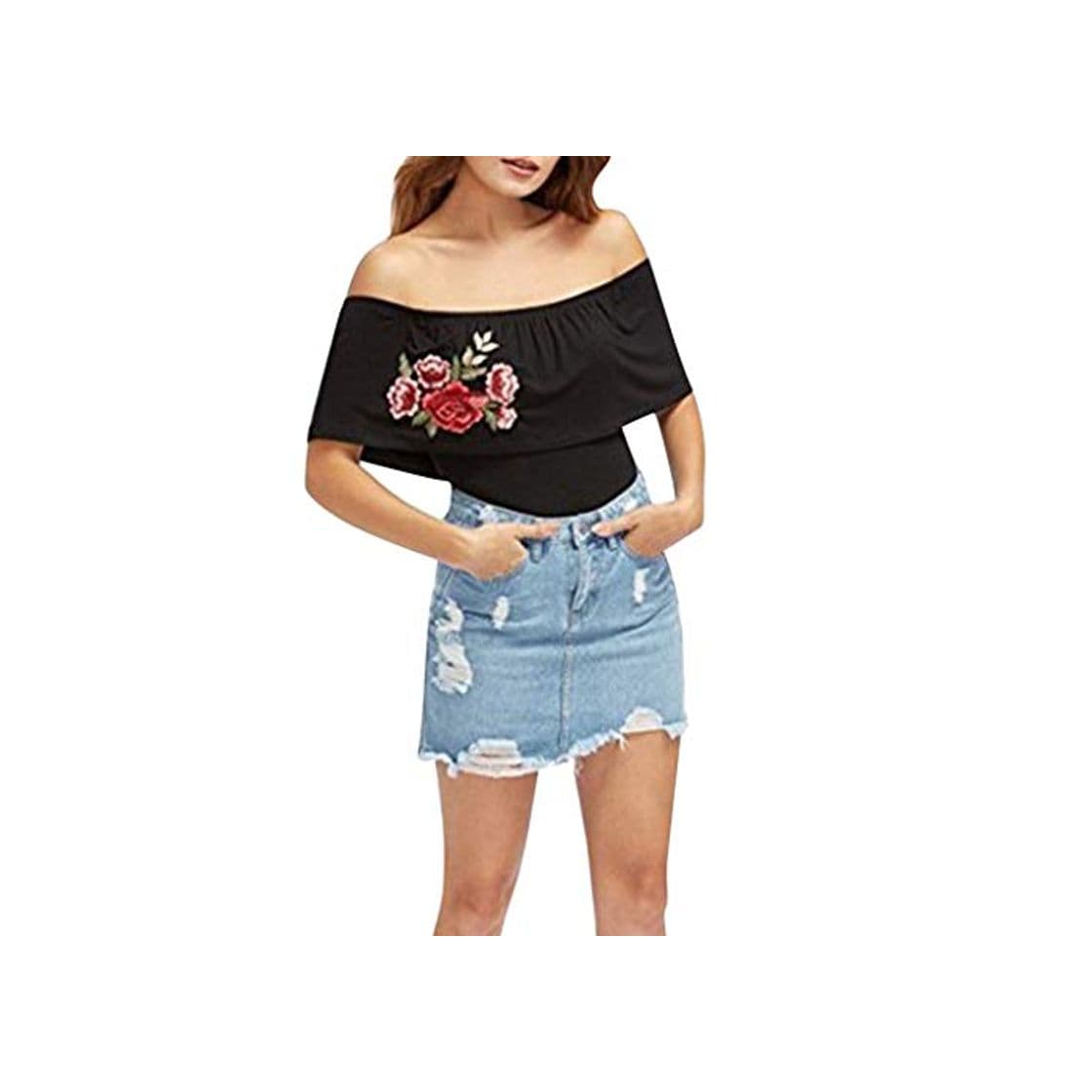 Moda Faldas Vaqueras Jeans Verano， Falda Minifalda de Bolsillo con Cremallera de Bolsillo con Cremallera y Falda Mini para Mujer Elegantes Encaje Skirt