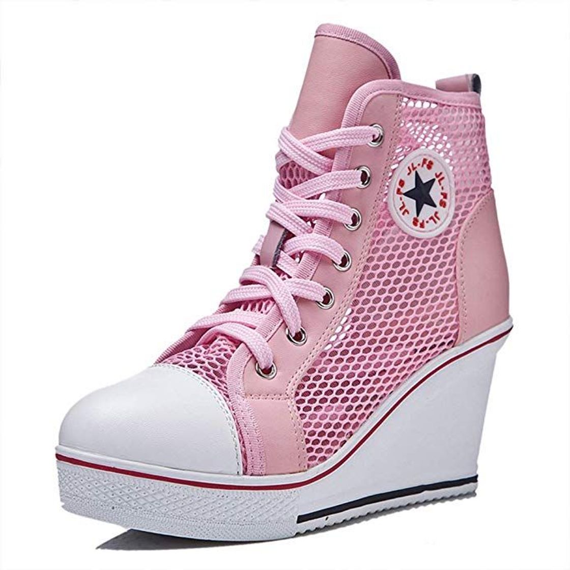 Moda Mujer Cuñas Zapatos 35-43 EU De Lona High-Top Zapatos Casuales Talla Grande