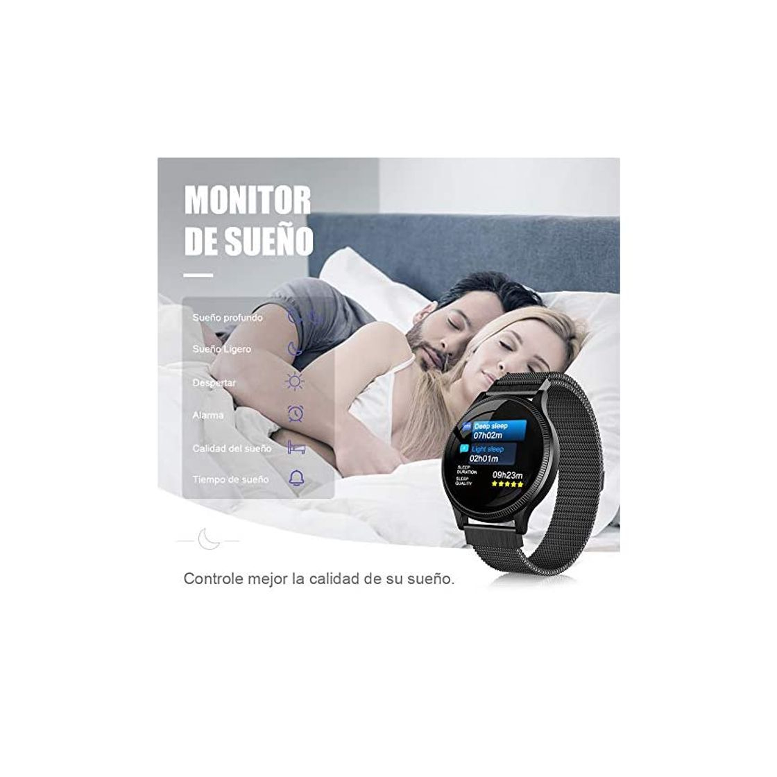 Producto BANLVS Reloj Inteligente, Smartwatch IP67 1.22 Pulgadas Pulsómetro, Monitor de Sueño, Presión