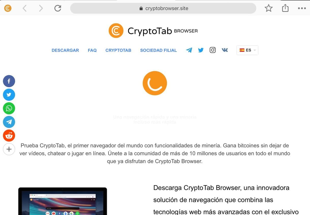 Moda Prueba CryptoTab, el primer navegador del mundo con minería.