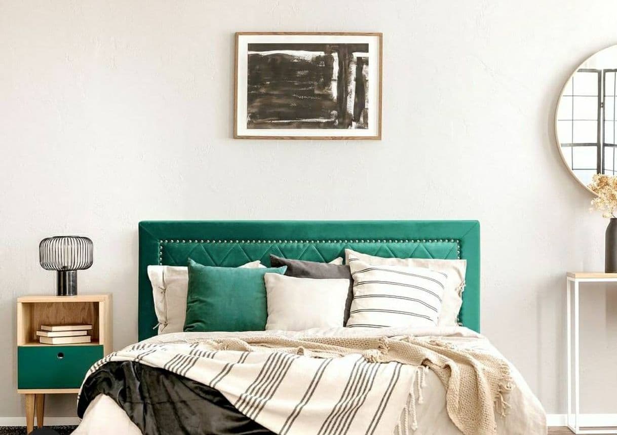 Fashion Cabecero de cama Meghan 140cm en terciopelo verde

