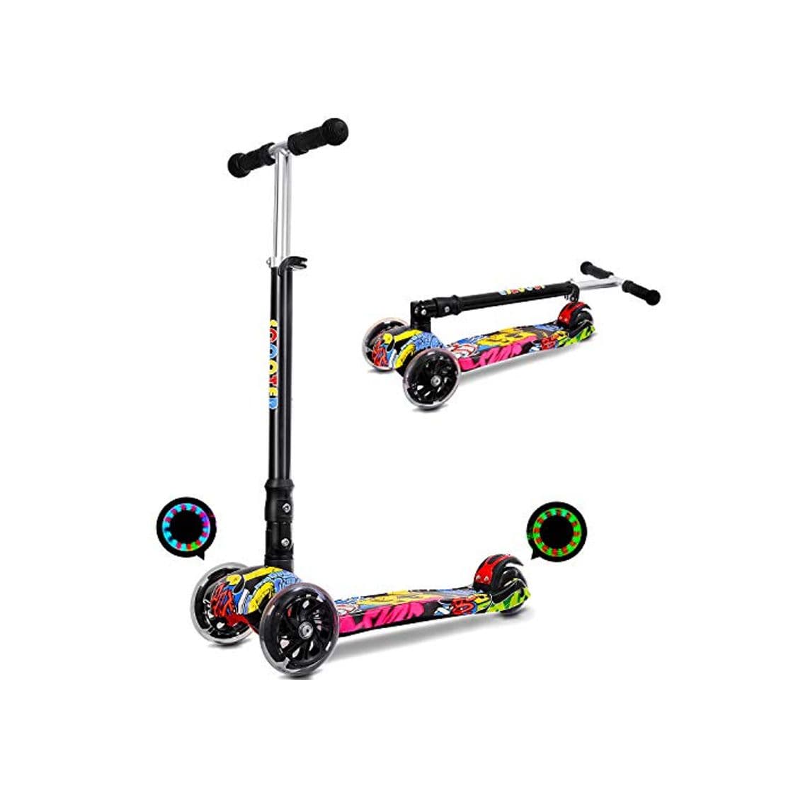 Product IMMEK Patinete Plegable con 4 Ruedas PU con Led Luces Altura Ajustable