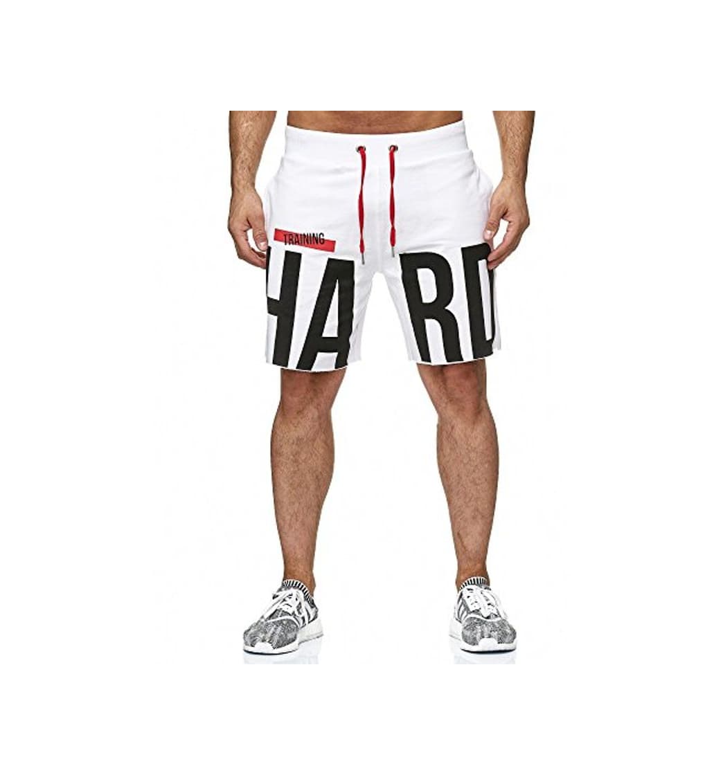 Fashion Red Bridge Pantalón Corto Casual de Verano para Hombre Impresión Bermuda Shorts Blanco