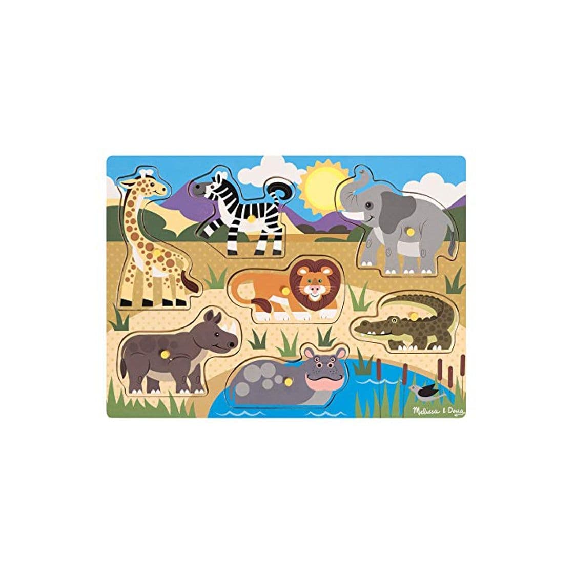 Product Melissa & Doug- Safari Peg Juego Puzzle con 7 Piezas, Multicolor