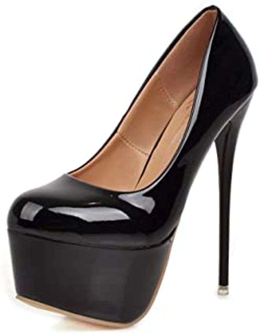 Fashion Zapatos De Tacón Alto con Plataforma para Mujer Zapatos De Cuero con Estilo Negro para Oficina Mary Janes Vestido De Confort Informal Stilettos De Baile para Damas