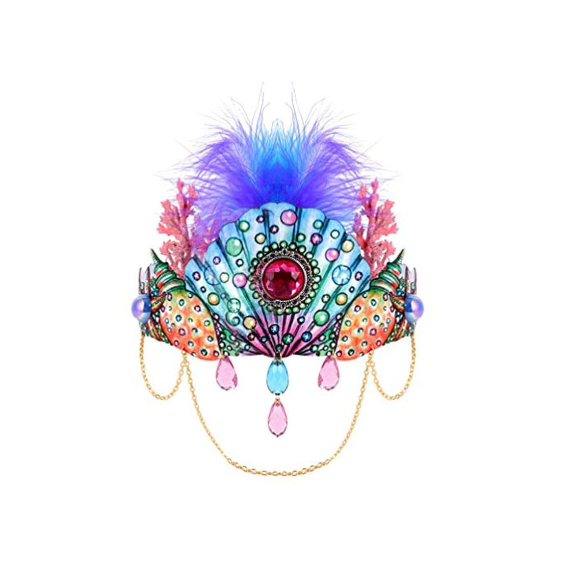 Fashion Tomaibaby Diadema de Plumas Tocado de Plumas de Carnaval con Concha de Peine Corona de Coral Tocado de Halloween Accesorios de Disfraces para Mujeres