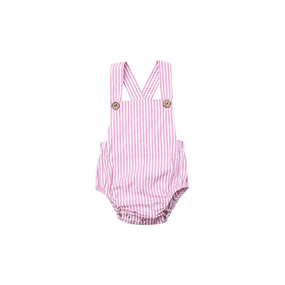 Fashion FELZ Ropa Bebe Niño Niña Verano Recién Nacido 0 Meses a 3 Años Mameluco Estampado con Rayas de Color Liso sin Mangas de Verano Traje de Sol Lindo FáCil De Poner Y Quitar Verano Pijamas Original Ropa