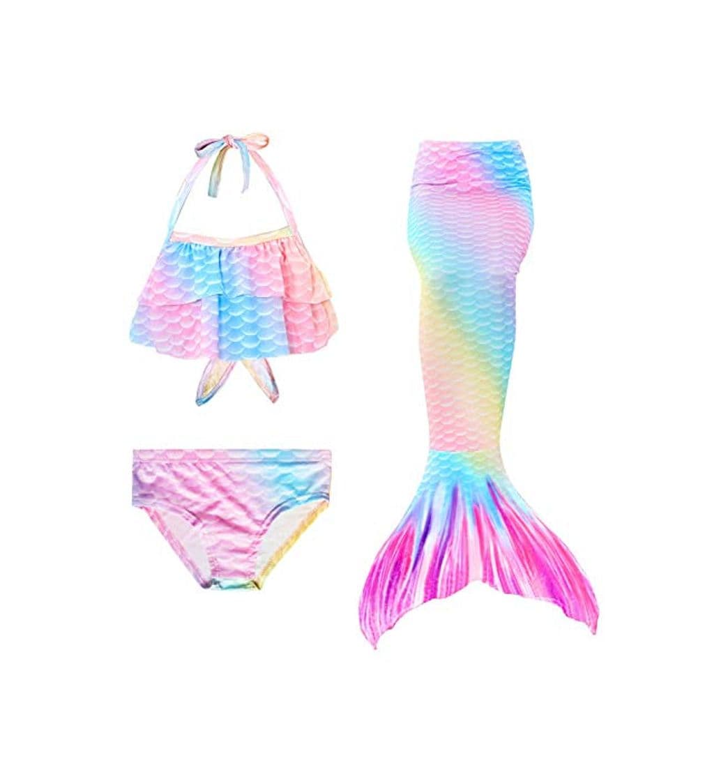 Moda Le SSara Girls Colorful Mermaid Pattern Traje de baño Bikini Establece Traje