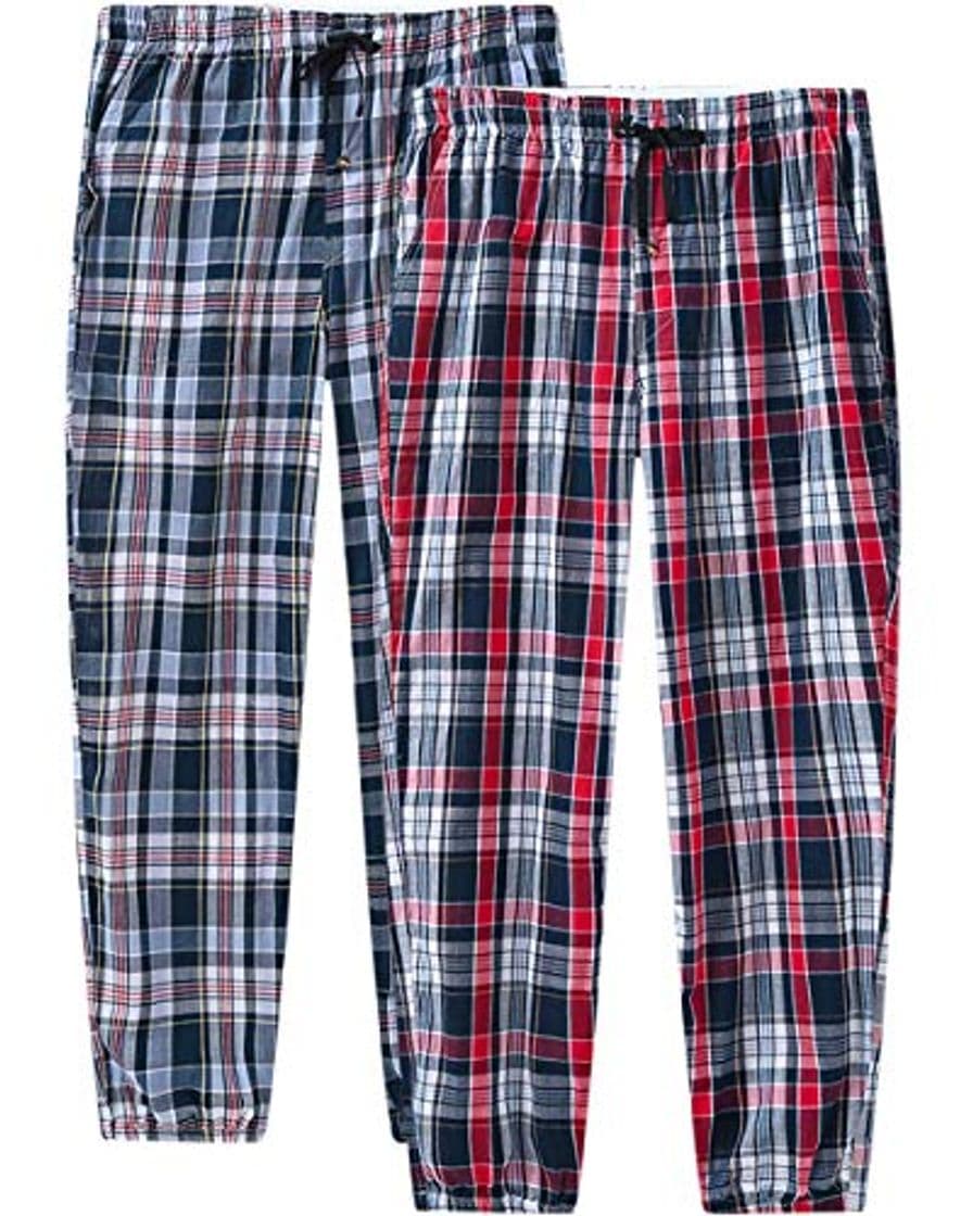 Moda JINSHI Pantalones Cortos Algodón a Cuadros Pijamas de Salón para Hombres Paquete de 3 Color Claro Talla M