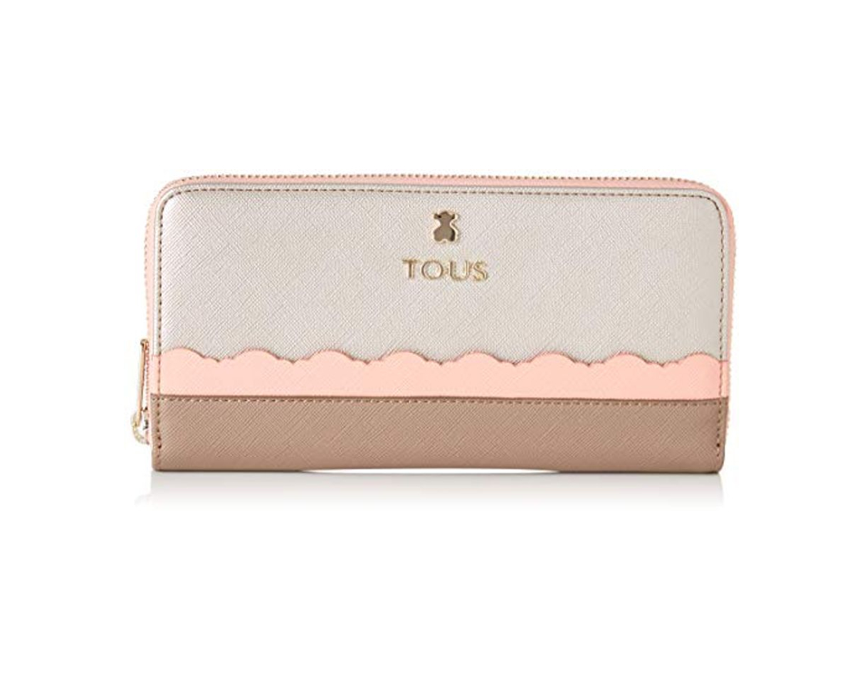 Product Tous Billetera M. Carlata Plata-Rosa, Monedero para Mujer, Plateado, 19.5x11x2 cm